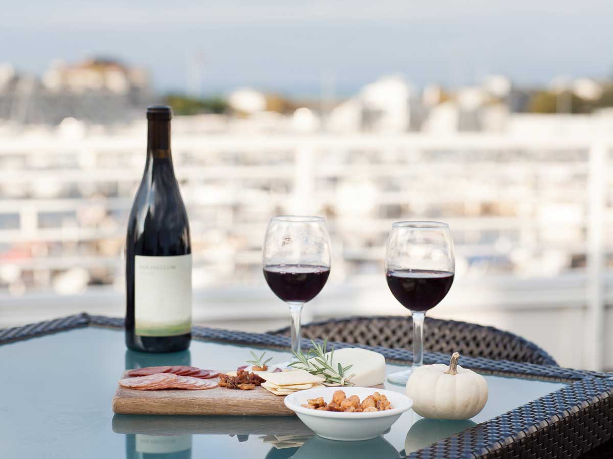 Wine and charcuterie on the rooftop